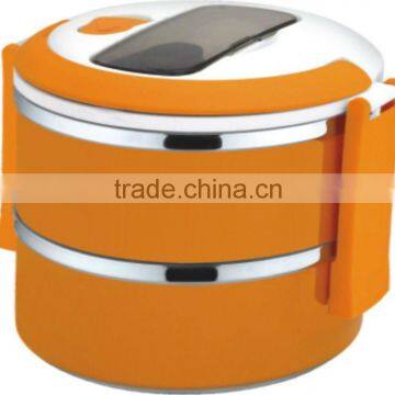 #HGL-9314B 2Tier Stainless Steel Lunch Box with spoon,1.4L