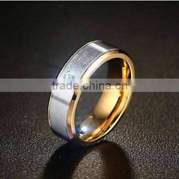 NO MOQ KSF Stainless Steel Matte Ring 6mm Wedding Rings With AAA CZ Stone