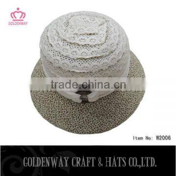 White cheap floral blank bucket hats