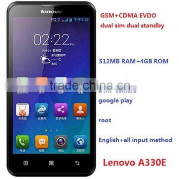 Wholesale original brand new Lenovo A330E GSM+CDMA EVDO 3G Android smart phone dual sim dual standby CDMA 2000