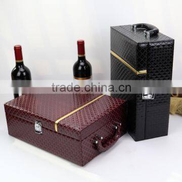 Factory Hotsale New Luxury &quality PU leatherette wooden MDF wine packing suitcase box