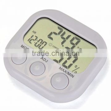 LCD Digital Thermometer Hygrometer Temperature Humidity Meter Gauge With Clock 2015 New Weather Station