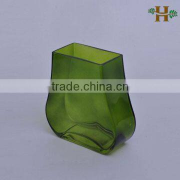 special shaped glass vases, colored square open glass vases