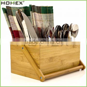 Hot Sell Cutlery Caddy Flatware Holder/Bamboo Cutlery Organizer for Kitchen/Homex_FSC/BSCI Factory