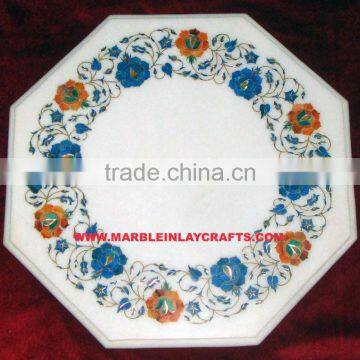 Decorative White Marble Inlay Coffee Table Tops, Inlay Marble Table Top