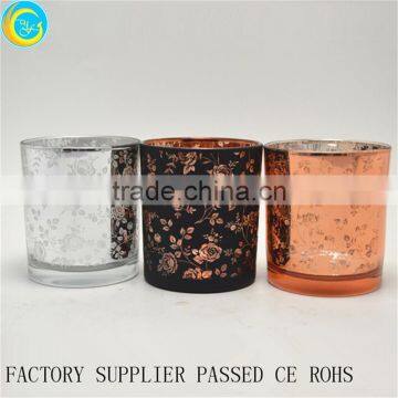 Black Laser Cut Rose Glass Candle Containers Candlestick photo-2