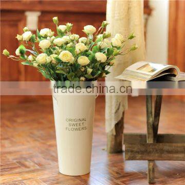 New Design White Flower Garden/home Flower Bucket Garden Pot With Wooden Handle photo-3
