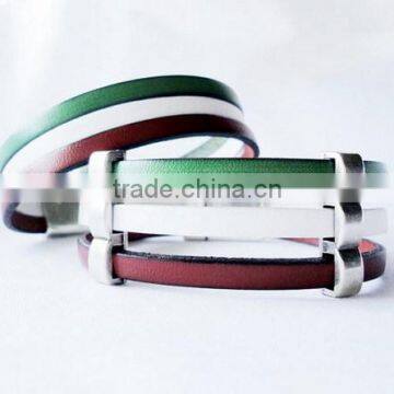 Hot new bestselling product wholesale alibaba soccer Team Flag leather bracelet made in China