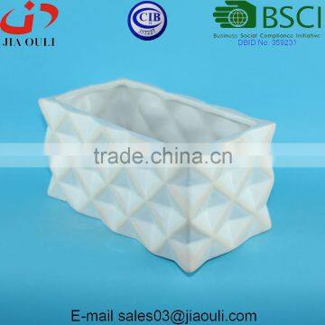 Glazed White and Wash Ceramic Rectangle Sucuulent Plant Pot/Cactus Flower Pot photo-2
