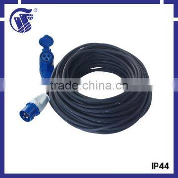 Favorable price 2P+E IP44 200-250VAC 16A industry rubber cable extension
