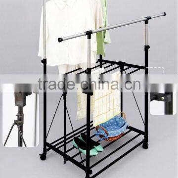 Double Clothes Rack, Bathroom Clothes Drying Rack With Hook and Tray photo-3