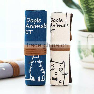 Large Capacity Canvas Multifunction Roll Pencil Case Pencil Bag Pouch for School for Student