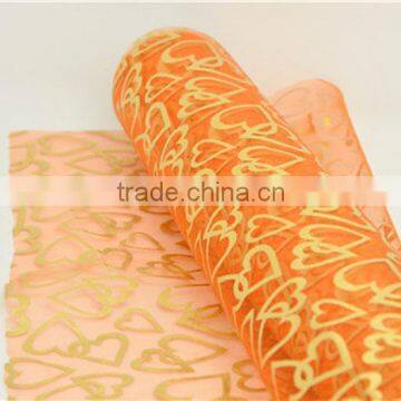 organza fabric roll gold heart print flower wrapping gift packing floral wrapping organza roll