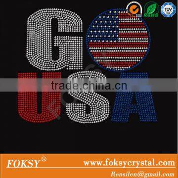 Go USA iron on rhinestone motif for t shirt - FOKSY