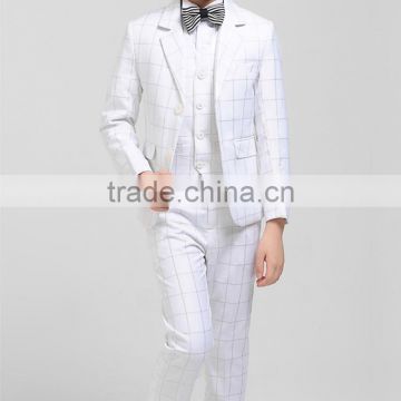 2015 new design boys wedding suit boys white check tuxedo&suit for 2-16 years old boys