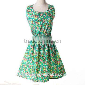 Hot Sell New Korean Style Women Clothing Bohemian Floral Sleeveless Vest Printed Beach Chiffon Dress Bohemian Style Clothing photo-2