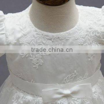 New Arrival Baby Clothes Wholesale Hot Sale Tulle Cheap 2017 Children's Boutique Short Sleeve White Summer Elegant Dress photo-6