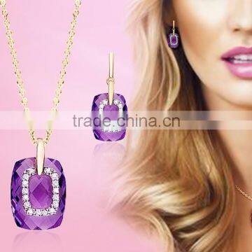 CZ Studded With Amethyst Stone Gold Plated Exclusive Pendantset photo-4