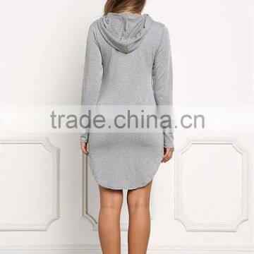 MGOO 2017 New Arrival 100% Cotton Jersey Long Sweater Heather Grey Hooded Split Fashion Long Sleeves Hoodies photo-6