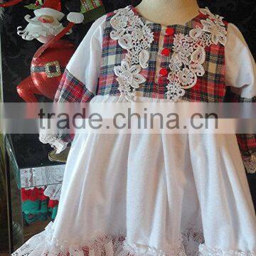 Girls Classic Long Sleeved Plaid Vintage Lace Embellished Nightgown Baby Christmas Sleepwear photo-5