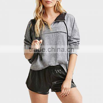 2015 Ladies New Fashion Hoodies 100%Jersey zipper up