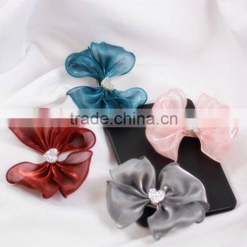 S17170A Wholesale Colorful Girl Kids Baby Handmade Organza Bow Hair Clips photo-2
