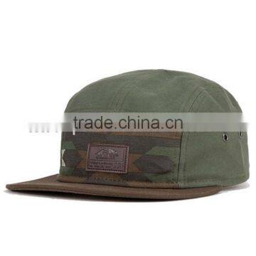 Leather Strap Flat Brim Custom 5 Panel Hat and Cap photo-5