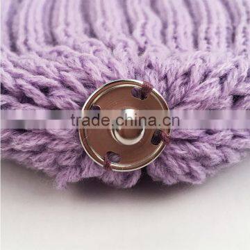 Myfur High Quality Real Raccoon Fur Bobble Wool Blend Knitted Hat Wholesale