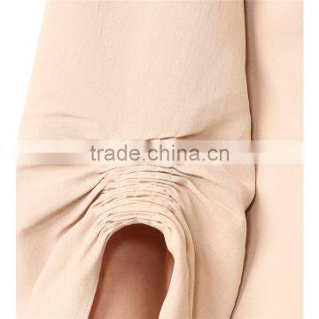 2017 OEM Smocked Elastic Gathered Cuff Wide Neckline Stylish Blouse photo-5