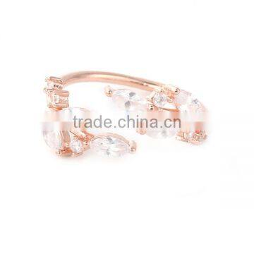 White Copper Open Rings Rose Gold Leaf photo-2