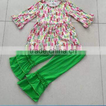 2017 Christmas trees print red festival cotton children boutique clothes