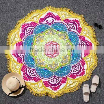 Ultra Absorbent Soft Microfiber Round prinited BeachTowel