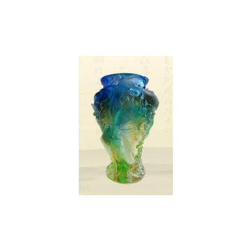 pate de verre casting art glass flower vase for crystal decorations