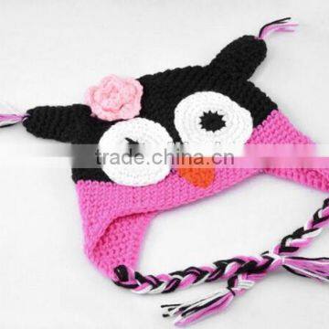 2014 Hot Sale Fashion Cute Newborn Baby Crochet Woll Hat Pattern Owl Knittede Winter Hat