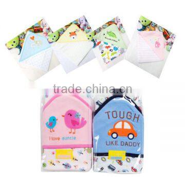 factory direct sell cartoon printed 100%cotton double layers baby blanket