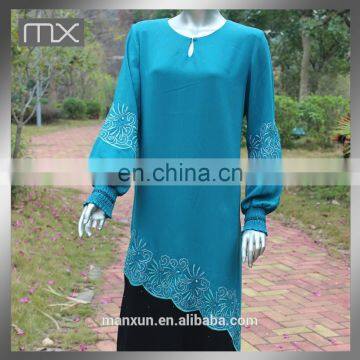 New Style Neck Work Design Embroidery Ruffle Sleeves High Fashion Abaya