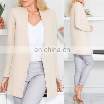 Beige color classical design long sleeve OEM blazer women