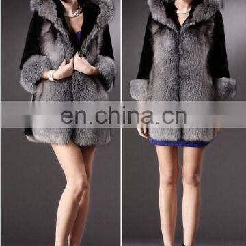 High quality fox fur coat/winter coats women