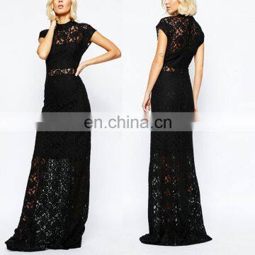 2016 women apparel lace see through long maxi dress evening party dress