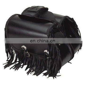 HMB-4038A LEATHER MOTORCYCLE SADDLE BAGS SET FRINGES BRAIDED STYLE