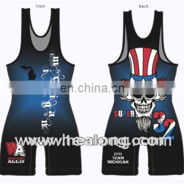 Healong Sport Full Dye Sublimation Chinese Wrestling Uniforms Cheap