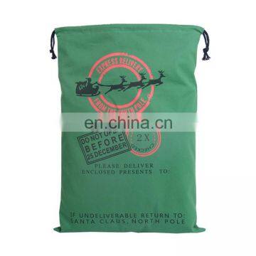 christmas santa sack gift bags wholesale customized 100% cotton santa sacks green canvas