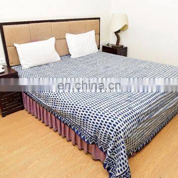 Indian Latest Beautiful Cotton Brown Double Bed Sheet Hand Block Printed Bed Cover Bedspread Set