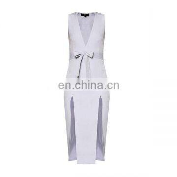 Sexy Dress for Women Fashion Design Lady High Slipt V-neck Bodycon Dress photo-6