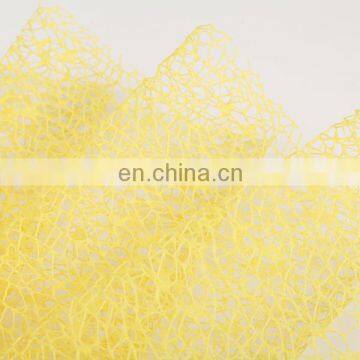 2015 Most Popular Europe Product Flower Decoration Yellow Plastic Mesh Fabric