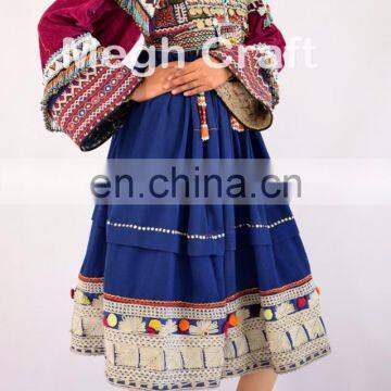 Vintage Afghani Gypsy Dress - Handmade Beaded Tassels -Vintage Bohemian Full Skirt - Kuchi Dress photo-3