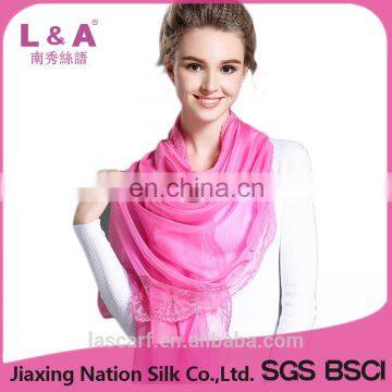 Mei red polyester chiffon scarf lace shawls for women