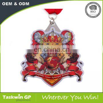 Newest customized souvenir 3d custom color metals medal with ribbon