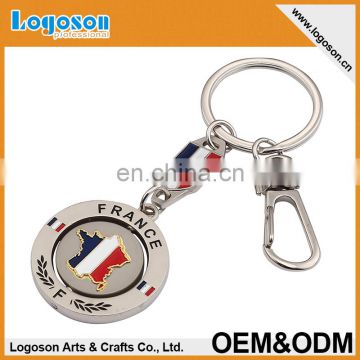 France newest high quality emboss souvenir metal city spinning keyholder