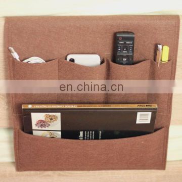 Stacker Bedside Sofa Side Felt Organizer with Pockets for Magazine Book Cellphone Charger Cables TV Console